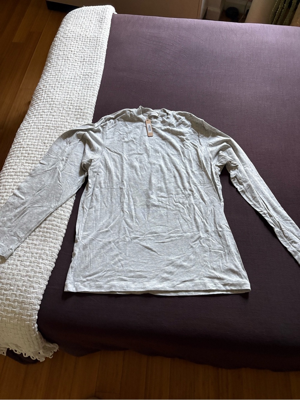 SKIMS Women's Long Sleeve Crewneck Top - Light Gray